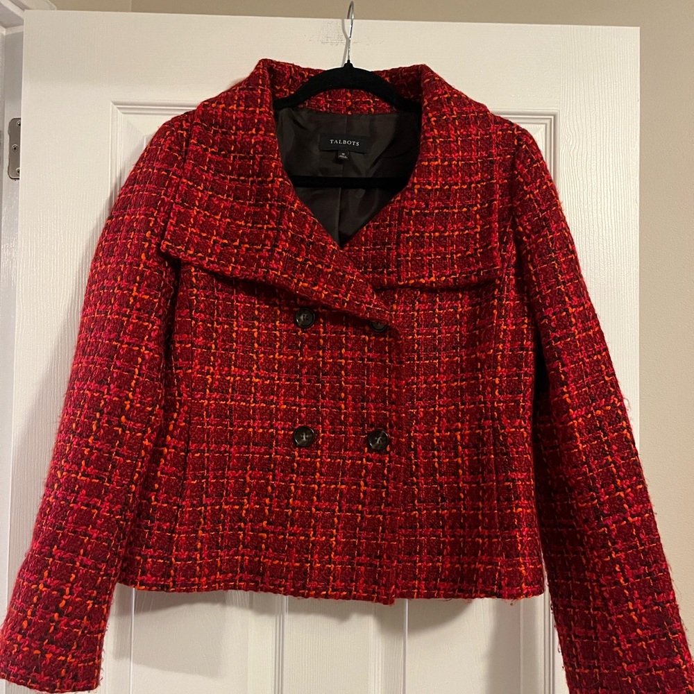 Talbots Women's Vibrant Red Tweed Blazer